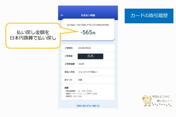 シンガポールの免税還付履歴