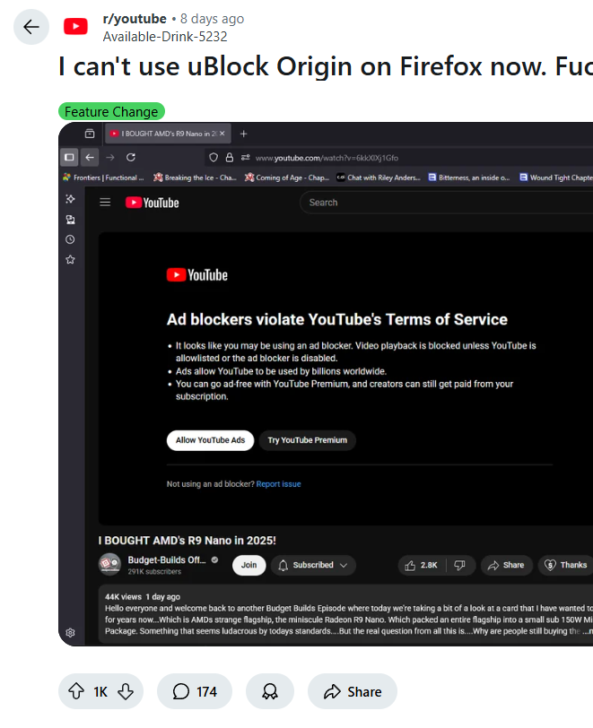 YouTube、広告ブロック規制を再度強化か　海外報告で“サブスク加入”促す警告を確認
